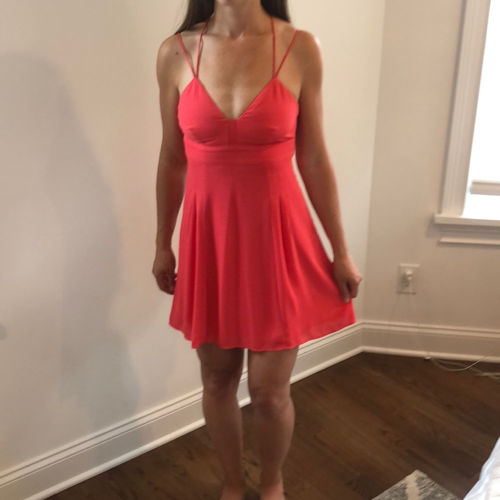 Strappy dress, open back fully lined dress. Size 2